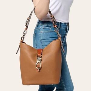 Dooney & Bourke Florentine Pebbled Leather Lily Bucket‎ Bag Caramel